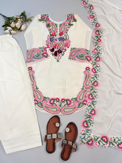 Pure Heavy Georgette With Embroidery Thread Work