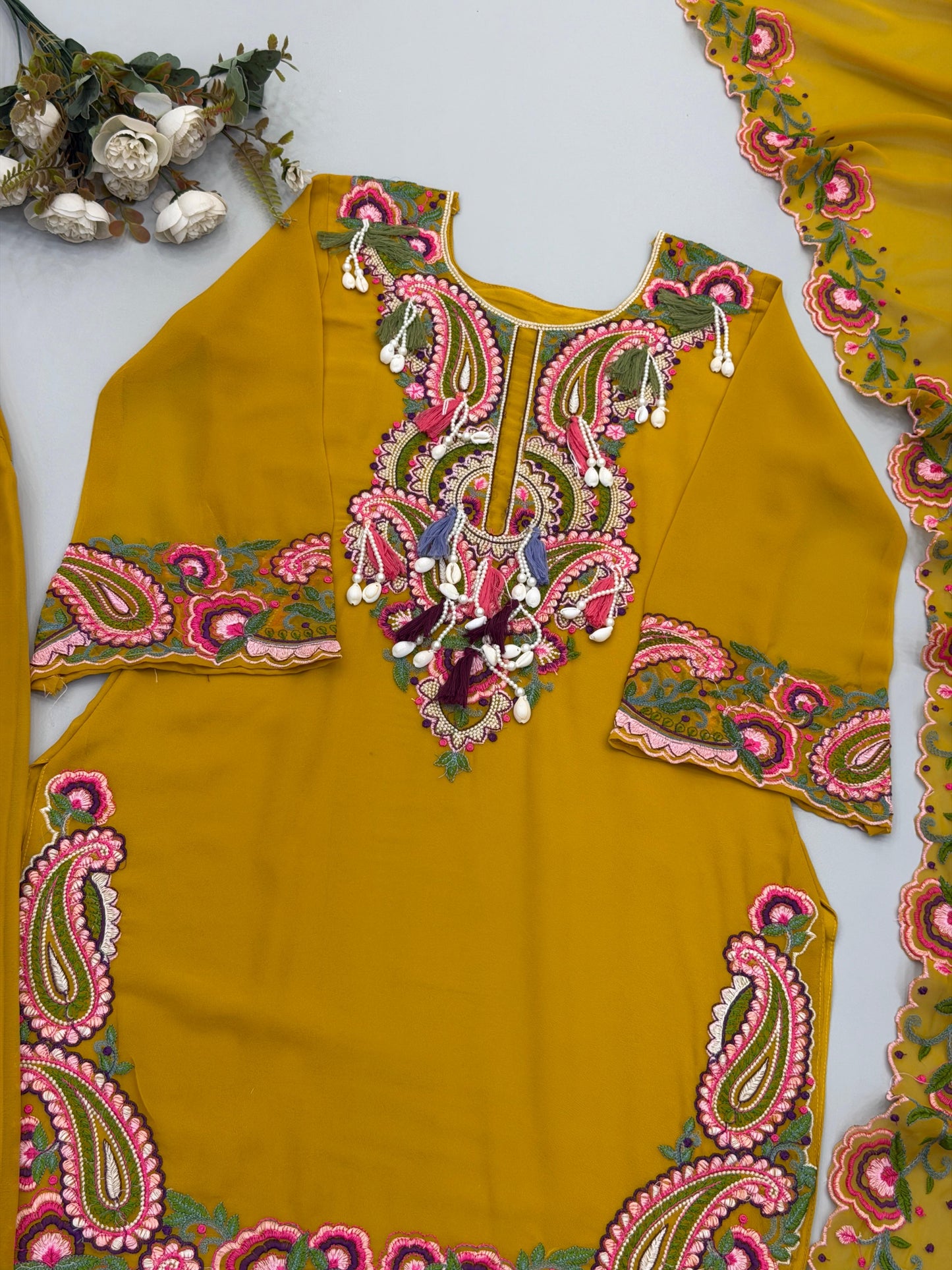 Pure Heavy Georgette With Embroidery Thread Work