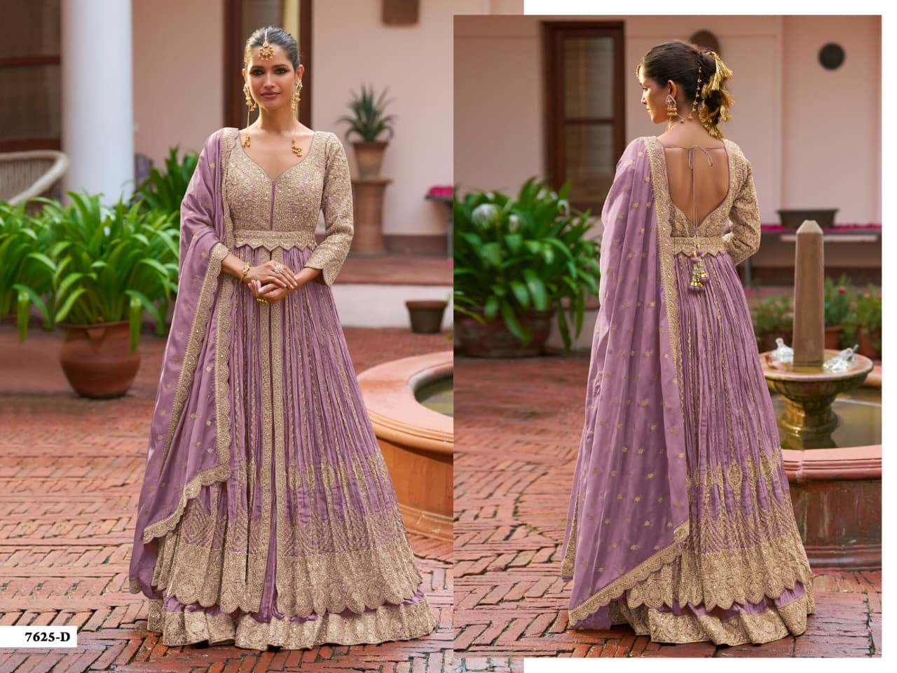 Noor & Needle – Embroidered Chinon Silk Party Wear Suit ✨
