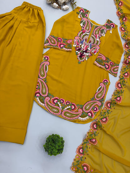 Pure Heavy Georgette With Embroidery Thread Work