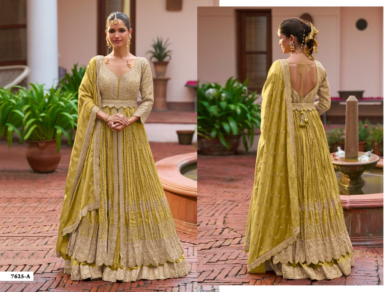 Noor & Needle – Embroidered Chinon Silk Party Wear Suit ✨