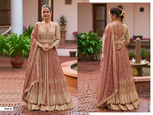 Noor & Needle – Embroidered Chinon Silk Party Wear Suit ✨