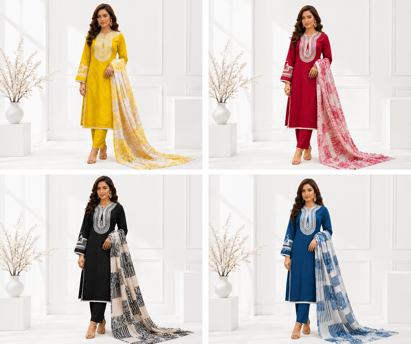 Noor&Needle – Luxe Sequin Embroidered Georgette Set